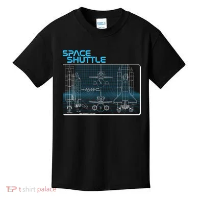 Space Shuttle Diagram Blueprint Kids T-Shirt