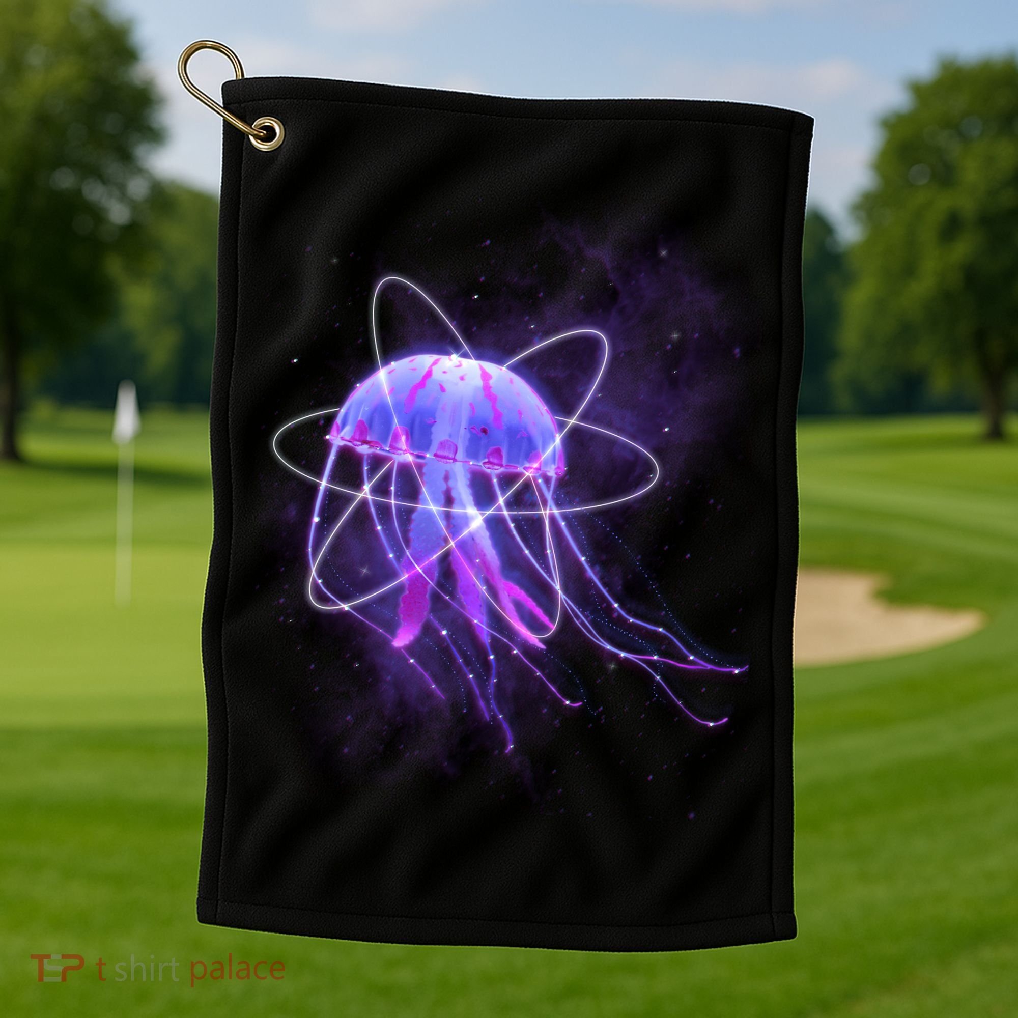 Space Trippy  Jellyfish Golf Towel