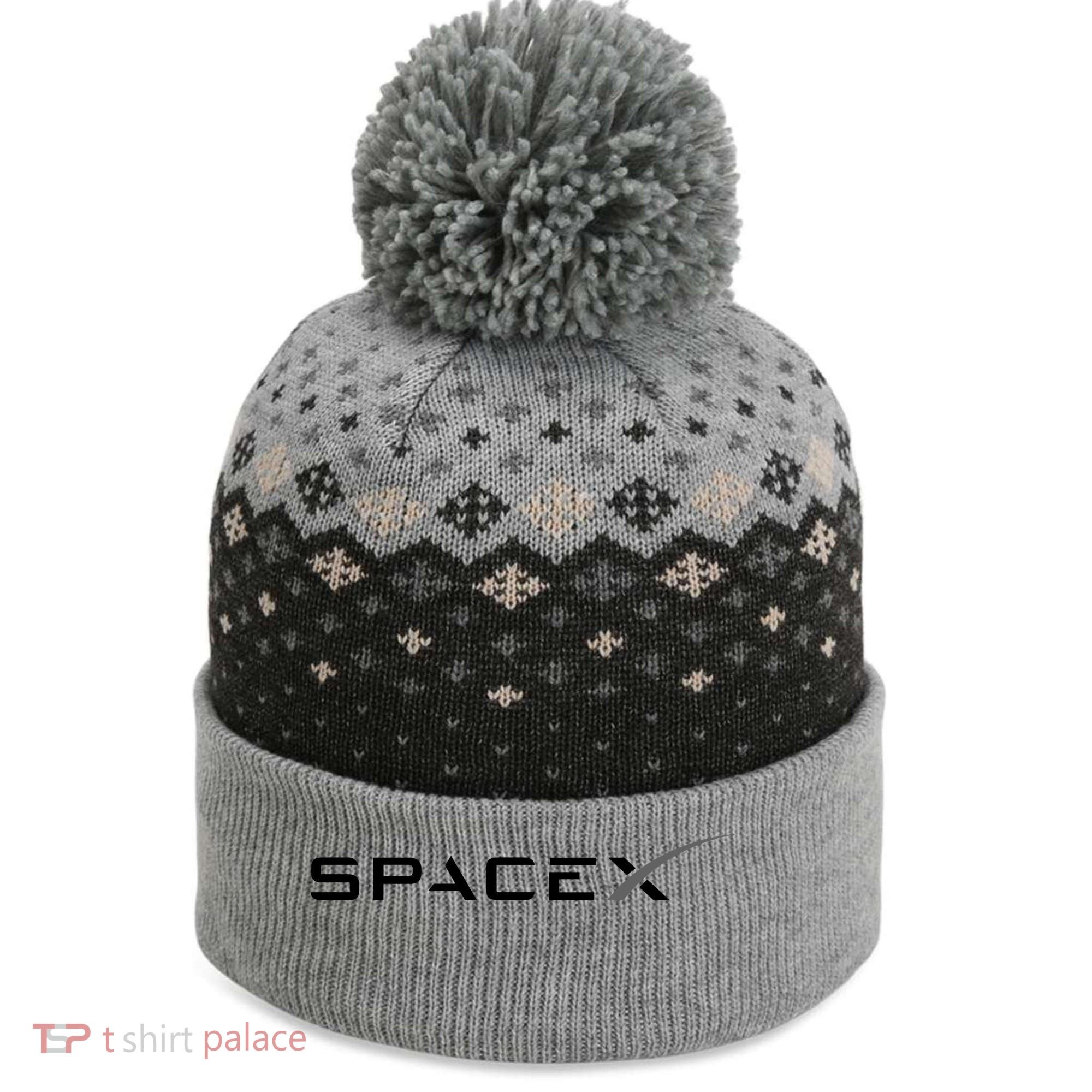 Space X Logo The Baniff Cuffed Pom Beanie