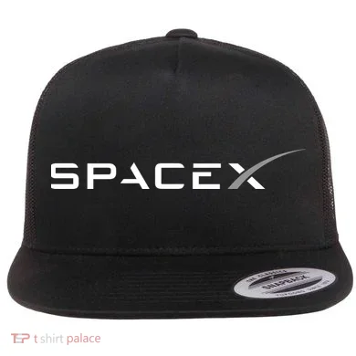 Space X Logo Flat Bill Trucker Hat