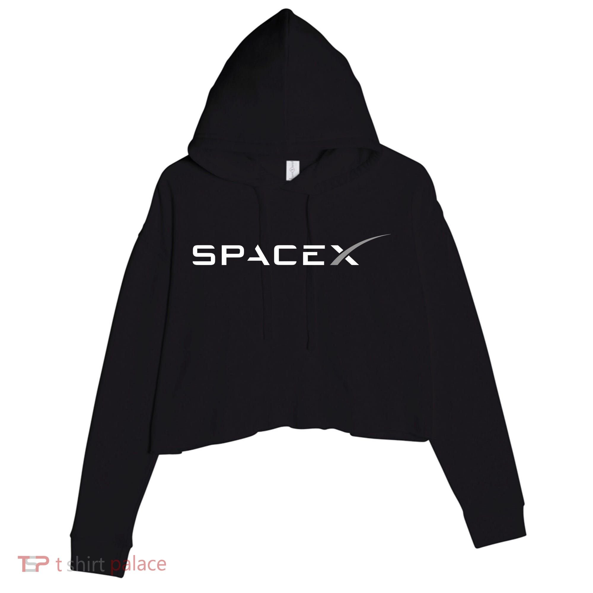 Space X Logo Crop Fleece Hoodie