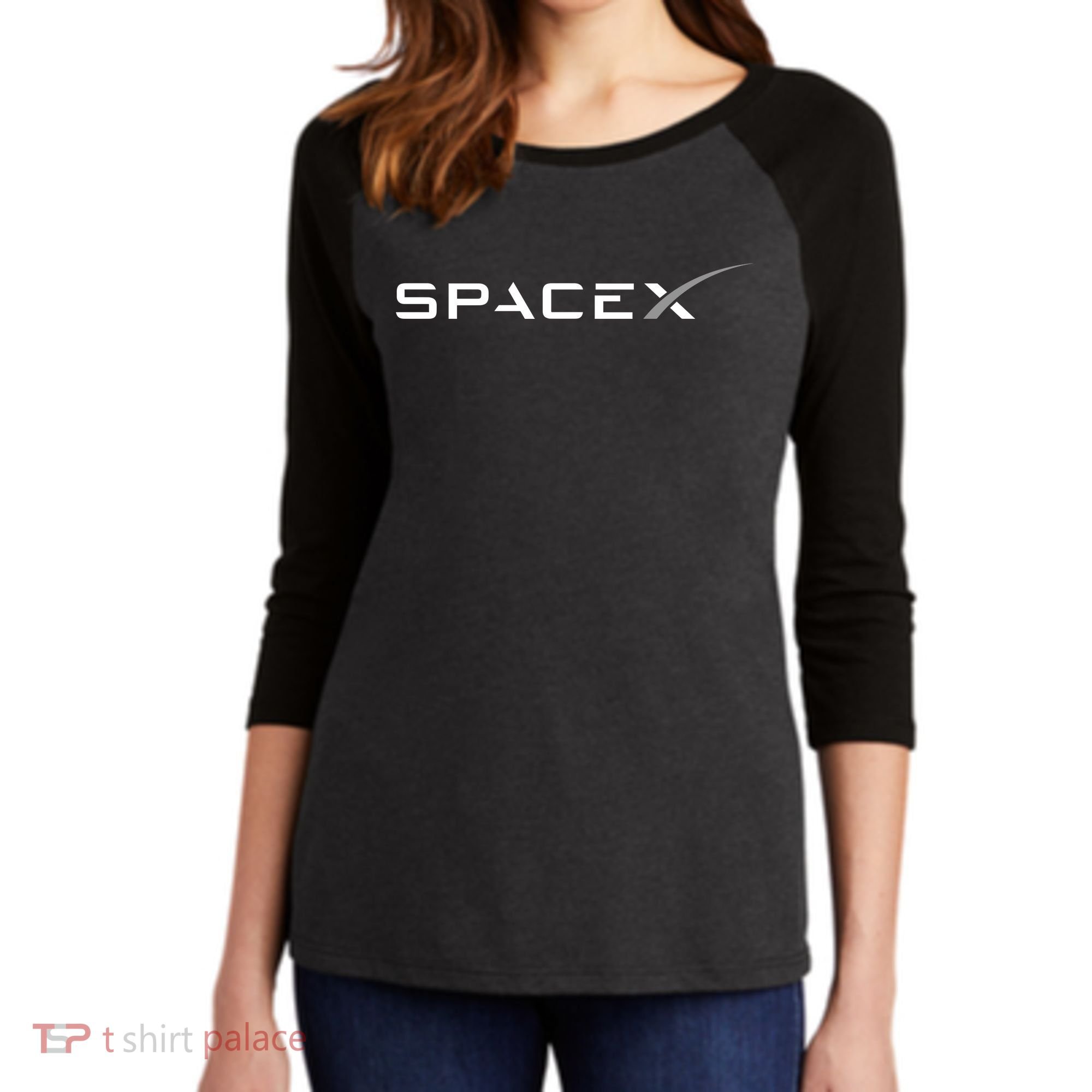 Space X Logo Women's Tri-Blend 3/4-Sleeve Raglan Shirt