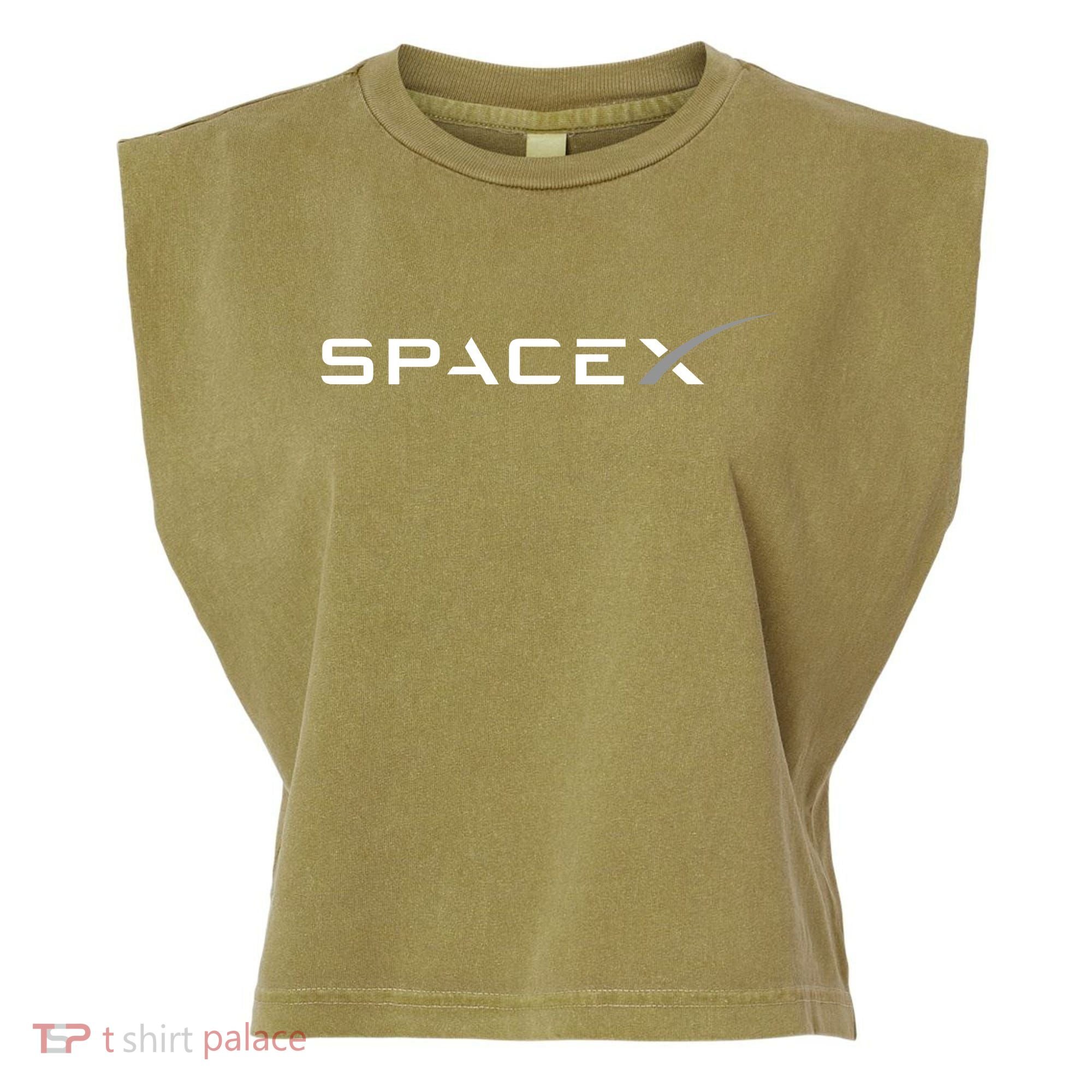 Space X Logo Garment-Dyed Women's Muscle Tee
