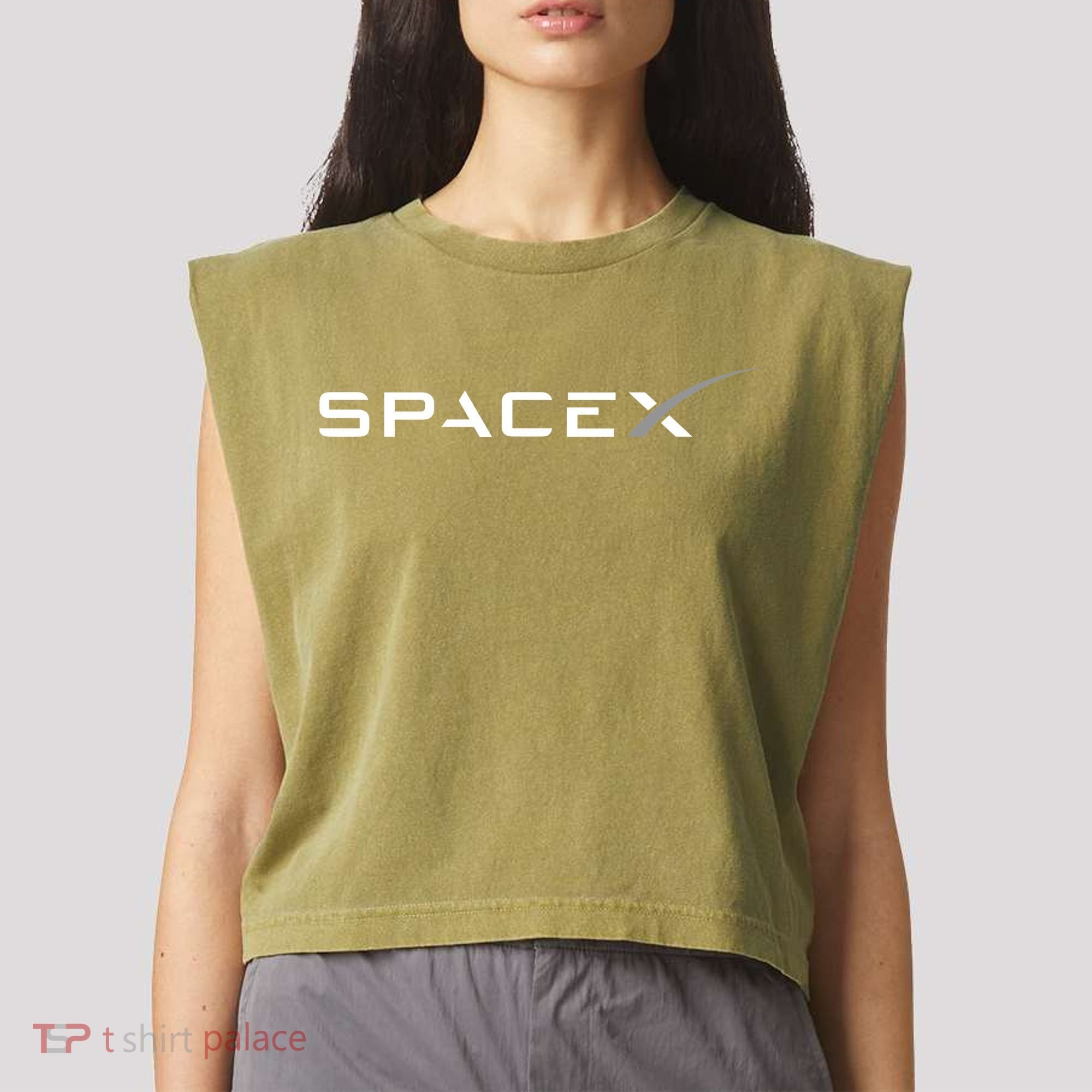 Space X Logo Garment-Dyed Women's Muscle Tee