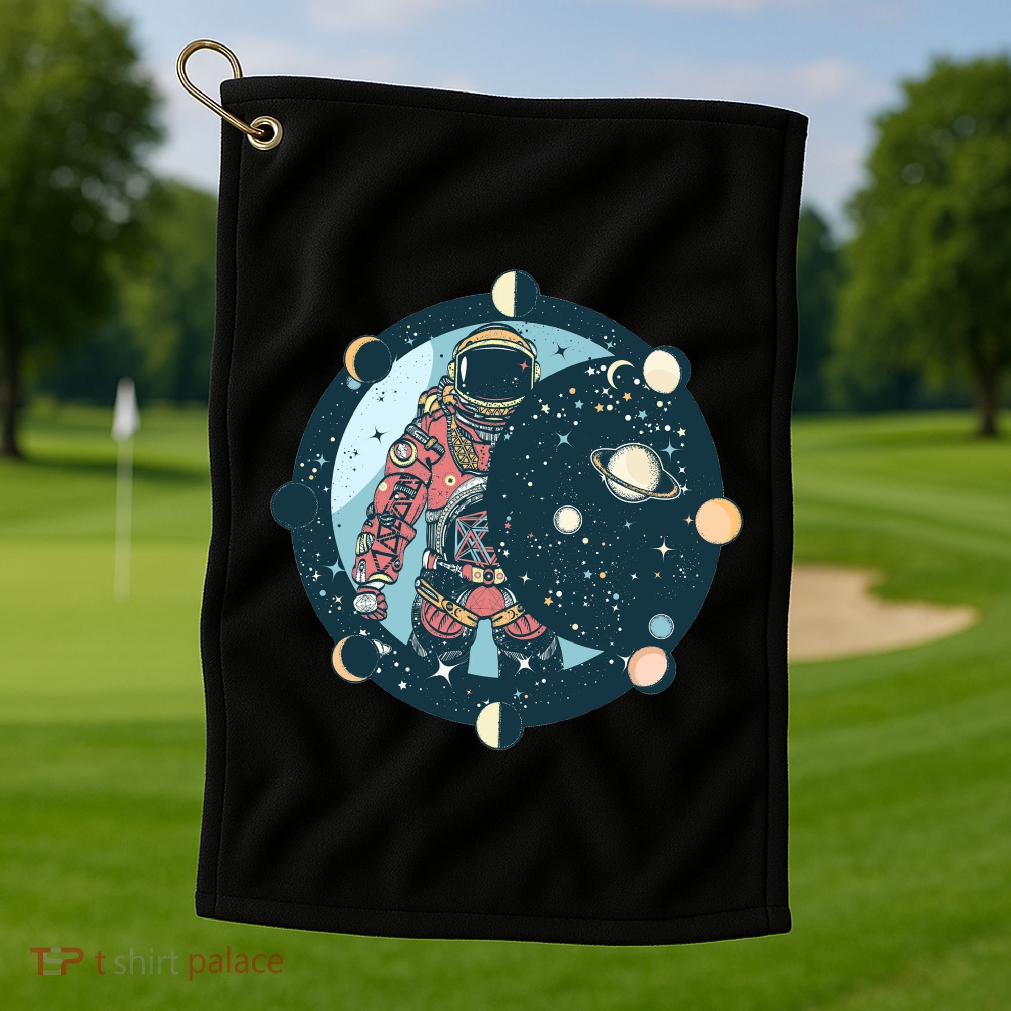 Spaceman Moon Cycle Golf Towel