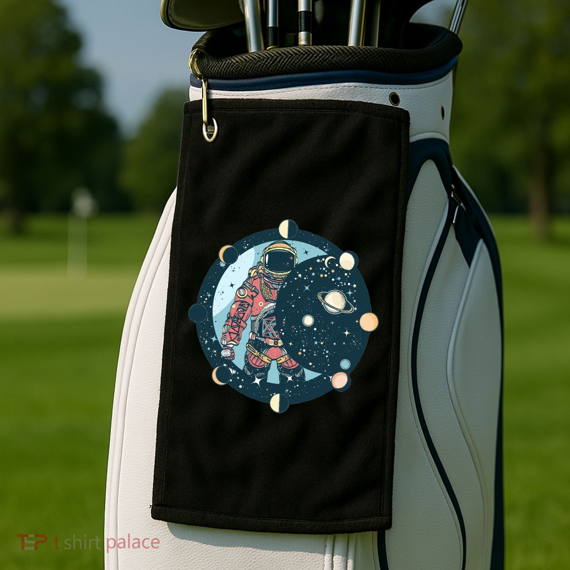 Spaceman Moon Cycle Golf Towel
