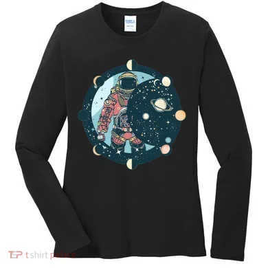 Spaceman Moon Cycle Women's Long Sleeve Shirt