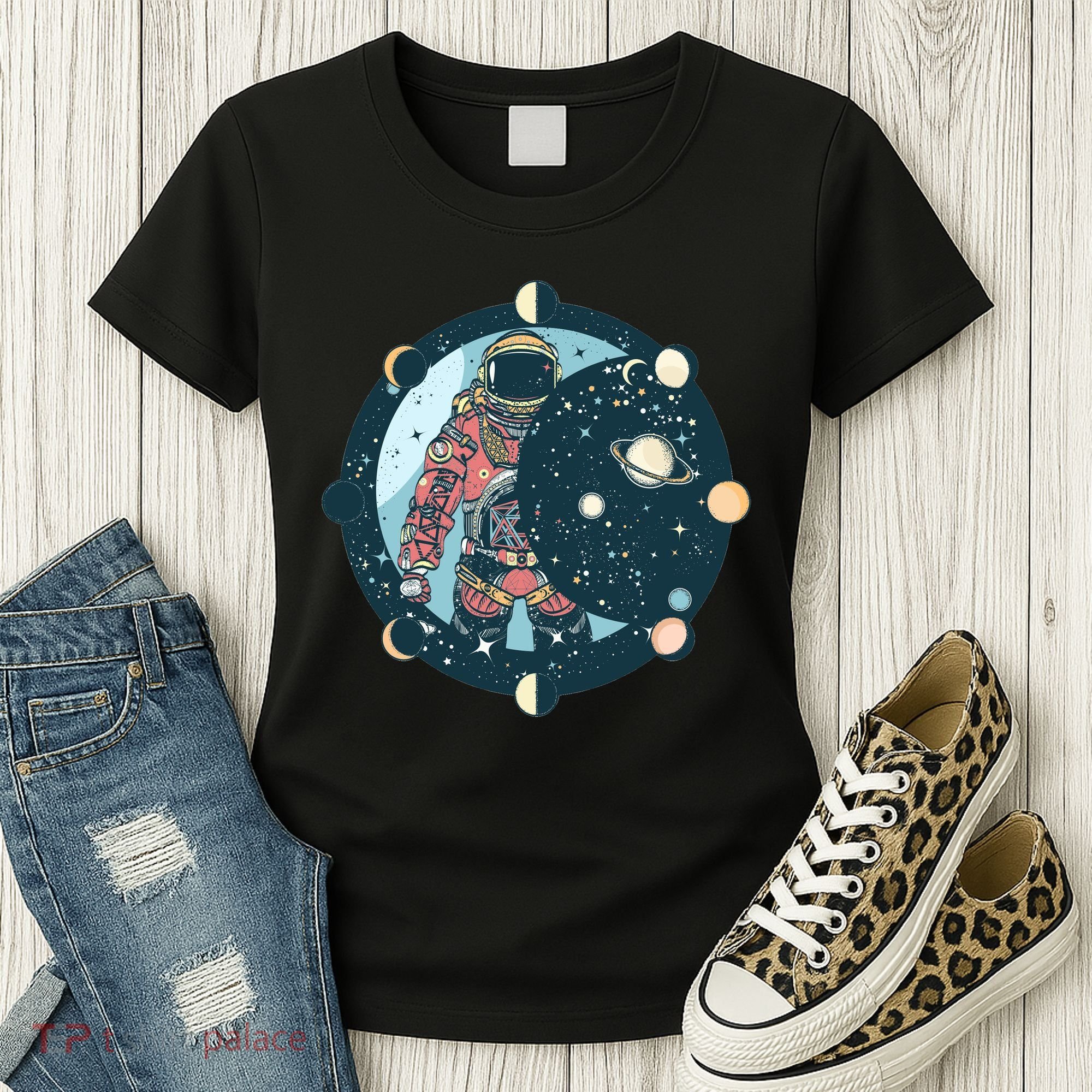 Spaceman Moon Cycle Women's T-Shirt