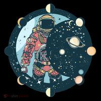 Spaceman Moon Cycle Kids Long Sleeve Shirt thumb 2