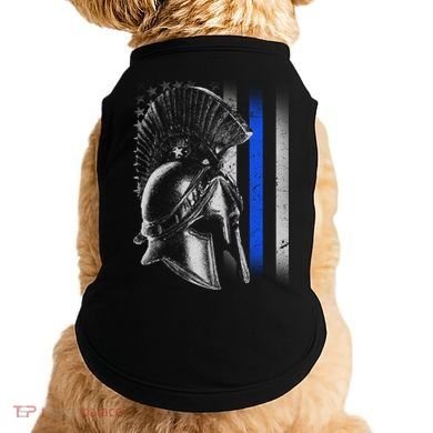 Spartan Police Blue Thin Line Flag Doggie Tank
