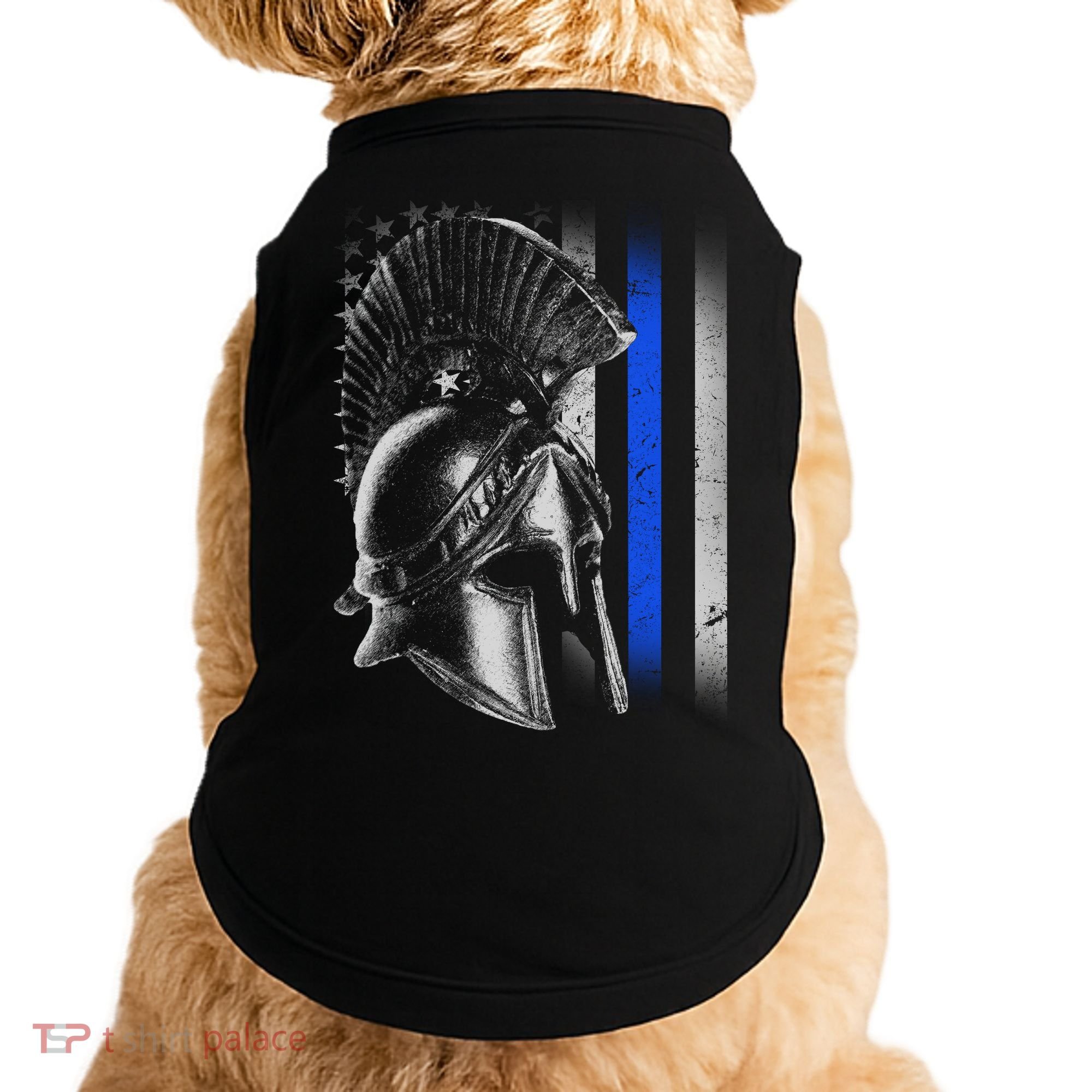 Spartan Police Blue Thin Line Flag Doggie Tank