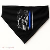 Spartan Police Blue Thin Line Flag USA-Made Doggie Bandana thumb 0