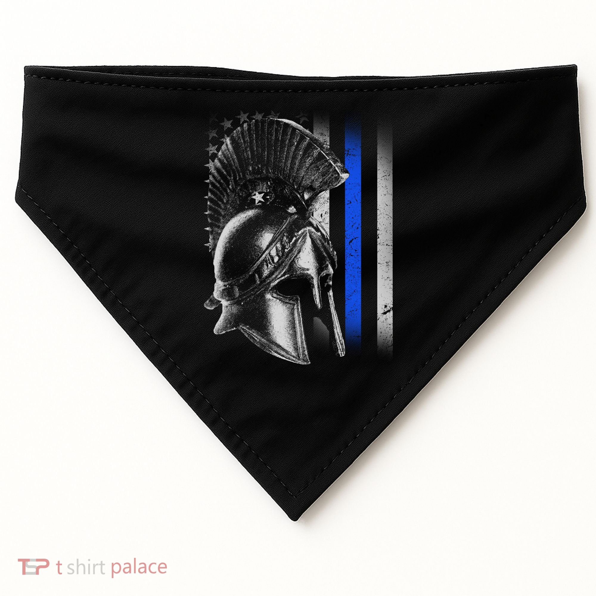 Spartan Police Blue Thin Line Flag USA-Made Doggie Bandana