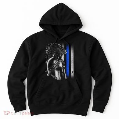 Spartan Police Blue Thin Line Flag Hoodie