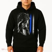 Spartan Police Blue Thin Line Flag Hoodie thumb 2