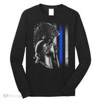 Spartan Police Blue Thin Line Flag Long Sleeve Shirt thumb 0