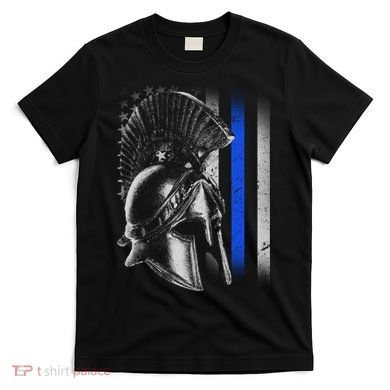 Spartan Police Blue Thin Line Flag T-Shirt