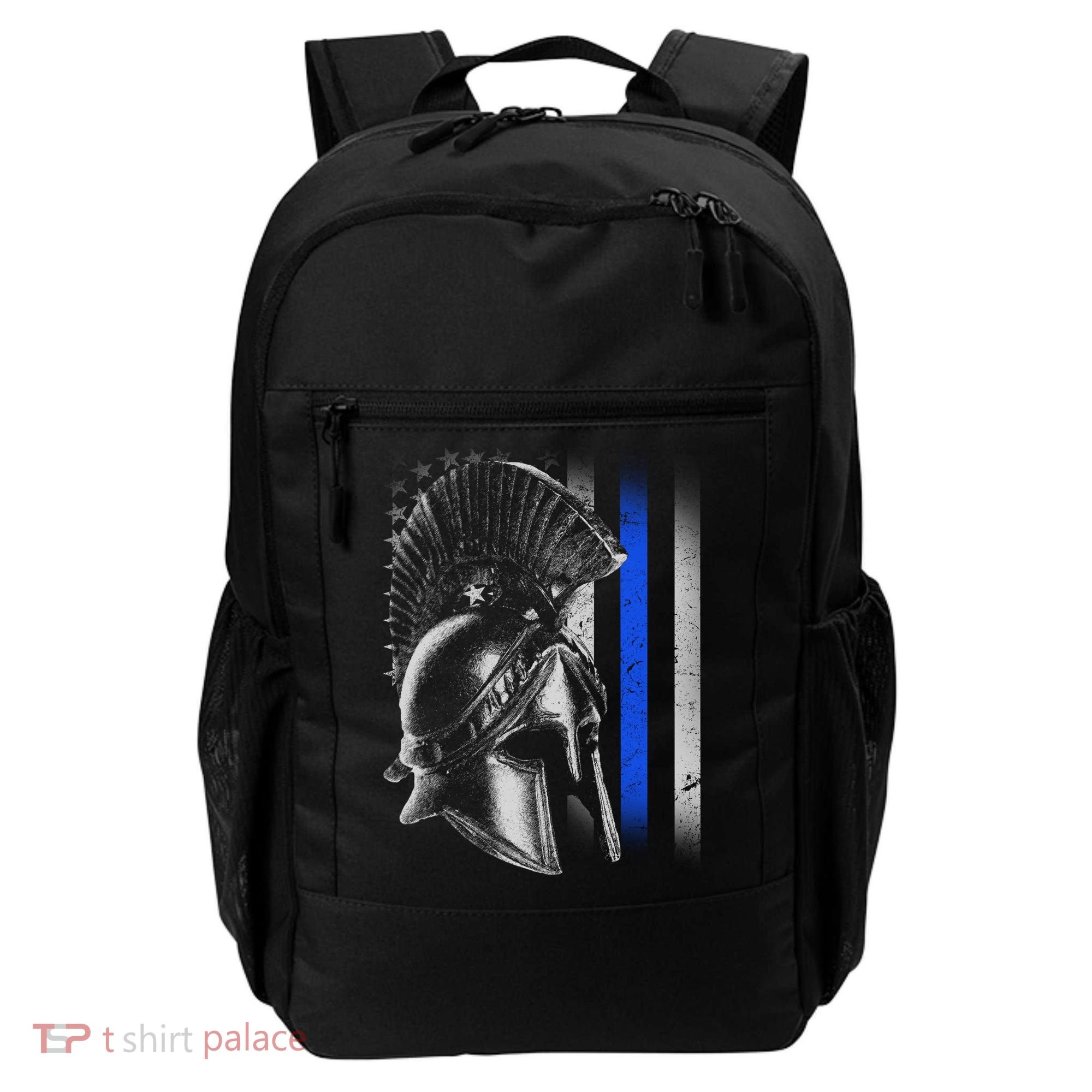 Spartan Police Blue Thin Line Flag Backpack