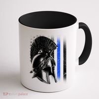 Spartan Police Blue Thin Line Flag Coffee Mug thumb 1