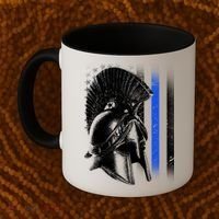 Spartan Police Blue Thin Line Flag Coffee Mug thumb 2