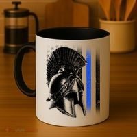 Spartan Police Blue Thin Line Flag Coffee Mug thumb 4