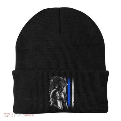 Spartan Police Blue Thin Line Flag Beanie