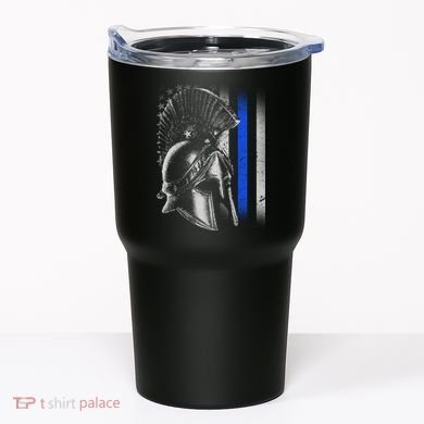 Spartan Police Blue Thin Line Flag Tumbler