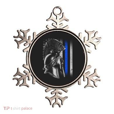 Spartan Police Blue Thin Line Flag Ornament