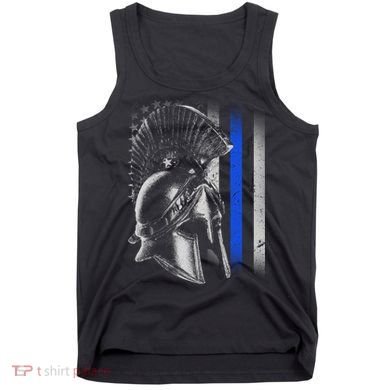 Spartan Police Blue Thin Line Flag Tank Top