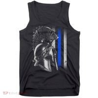 Spartan Police Blue Thin Line Flag Tank Top thumb 0