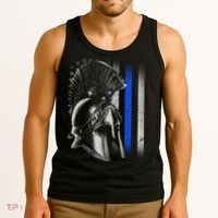 Spartan Police Blue Thin Line Flag Tank Top thumb 3