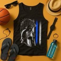 Spartan Police Blue Thin Line Flag Tank Top thumb 4
