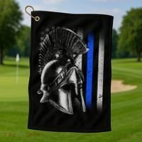 Spartan Police Blue Thin Line Flag Golf Towel thumb 1