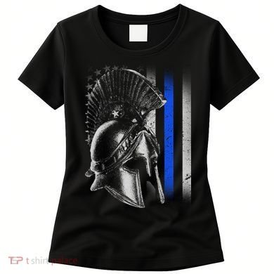 Spartan Police Blue Thin Line Flag Women's T-Shirt