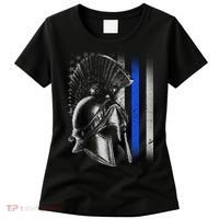 Spartan Police Blue Thin Line Flag Women's T-Shirt thumb 0