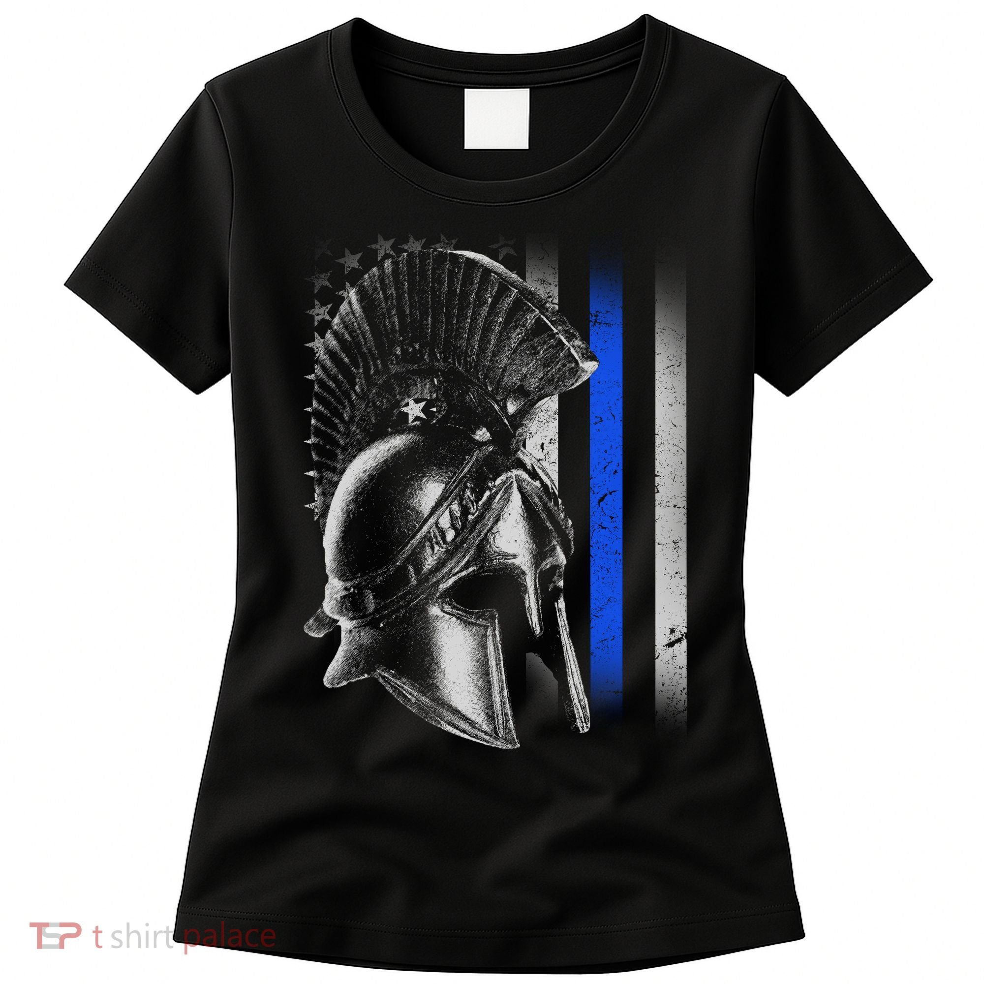 Spartan Police Blue Thin Line Flag Women's T-Shirt