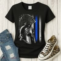 Spartan Police Blue Thin Line Flag Women's T-Shirt thumb 3