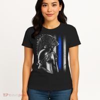 Spartan Police Blue Thin Line Flag Women's T-Shirt thumb 4