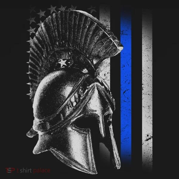Spartan Police Blue Thin Line Flag Women's T-Shirt