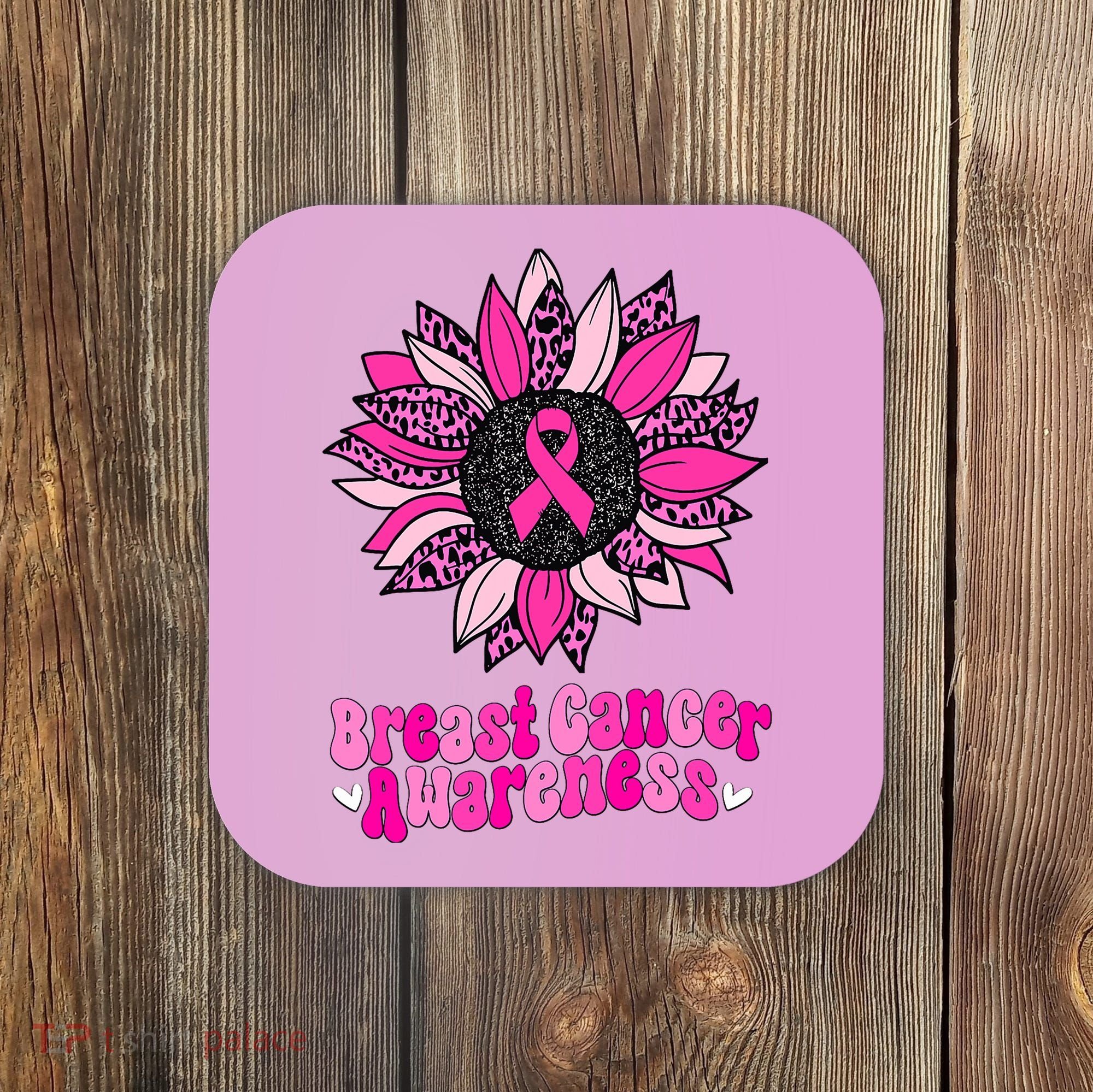 Sunflower Pink Breast Cancer Awareness Cancer Warrior Coaster