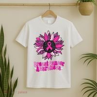 Sunflower Pink Breast Cancer Awareness Cancer Warrior T-Shirt thumb 2