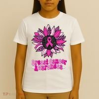 Sunflower Pink Breast Cancer Awareness Cancer Warrior T-Shirt thumb 4