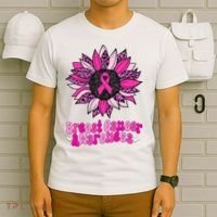 Sunflower Pink Breast Cancer Awareness Cancer Warrior T-Shirt thumb 6