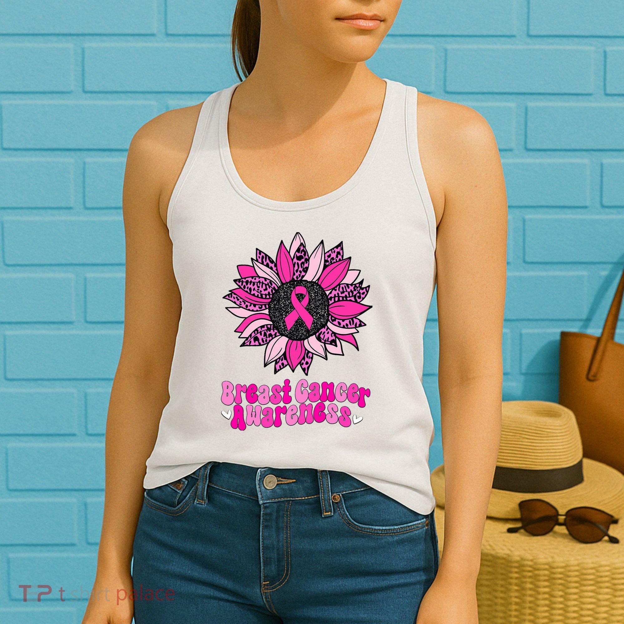 Sunflower Pink Breast Cancer Awareness Cancer Warrior Women's Tank Top
