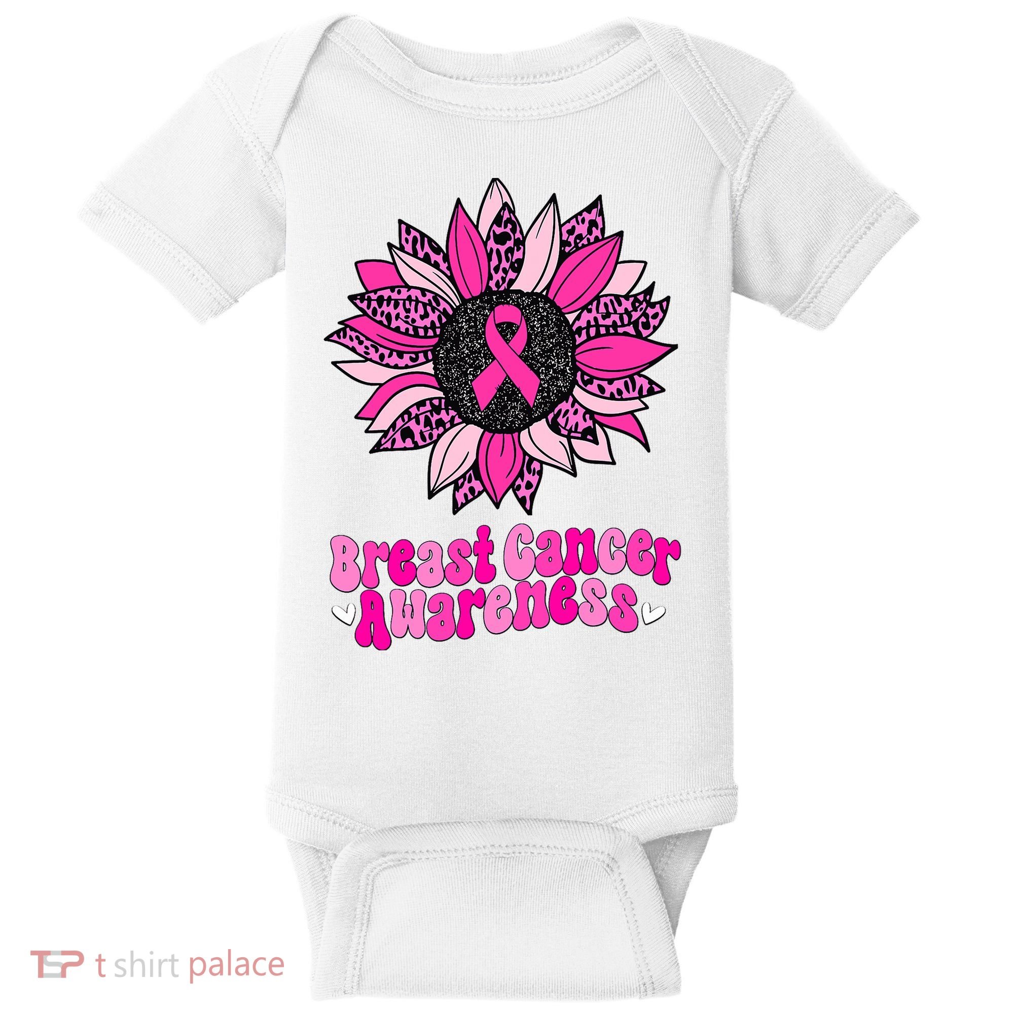 Sunflower Pink Breast Cancer Awareness Cancer Warrior Baby Bodysuit