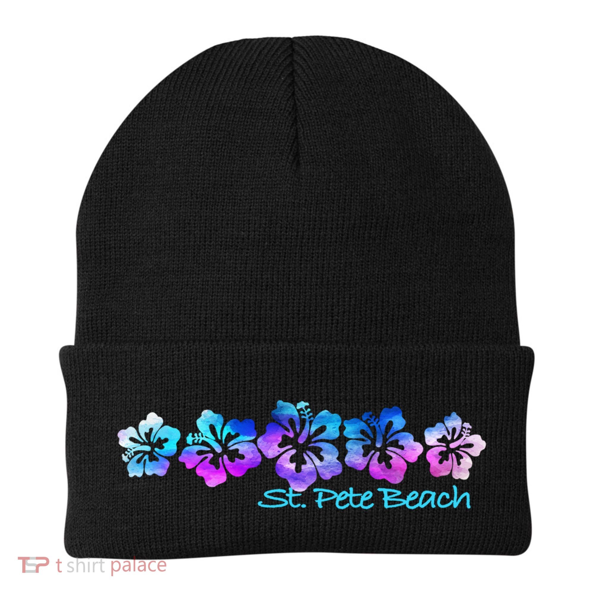St Pete Beach Fl Tropical Flower Giftgiftvacation Beach Gift Beanie