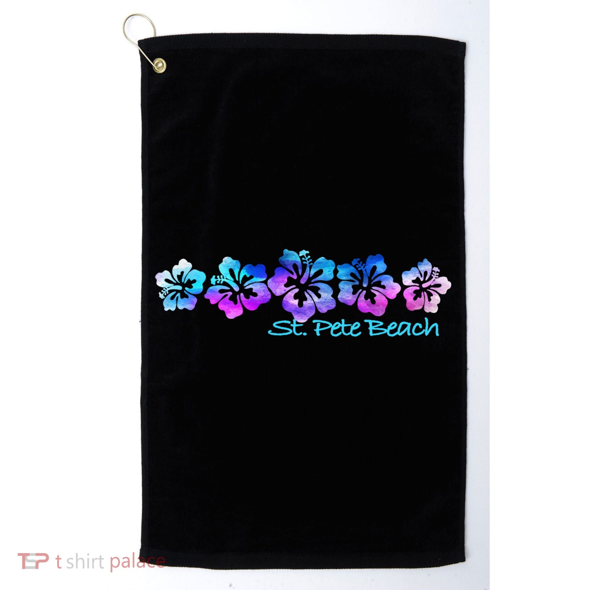 St Pete Beach Fl Tropical Flower Giftgiftvacation Beach Gift Golf Towel