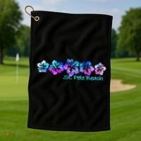 St Pete Beach Fl Tropical Flower Giftgiftvacation Beach Gift Golf Towel thumb 1