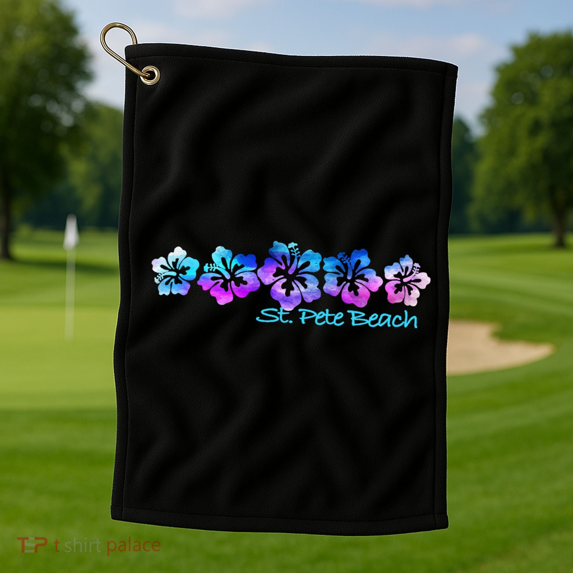 St Pete Beach Fl Tropical Flower Giftgiftvacation Beach Gift Golf Towel