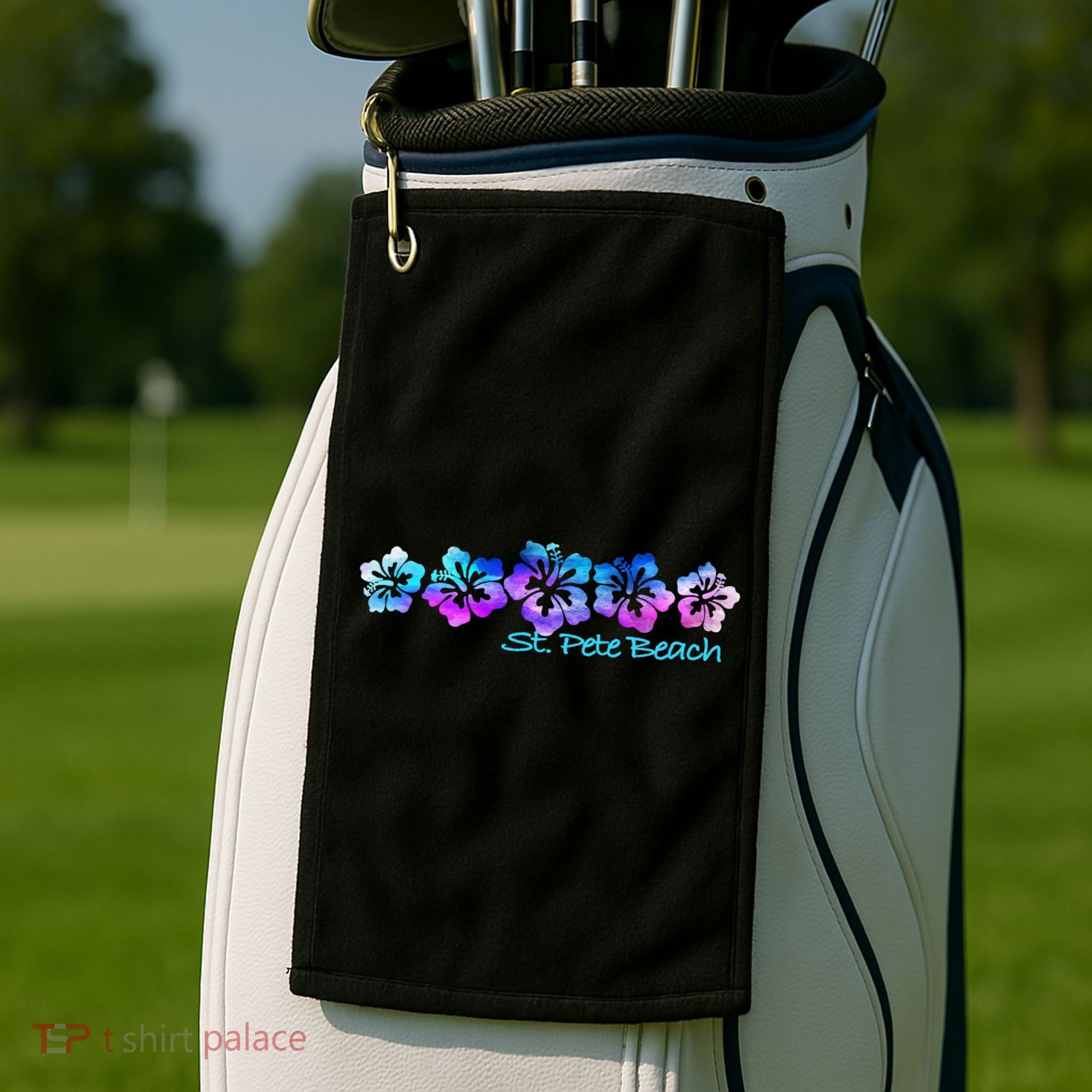 St Pete Beach Fl Tropical Flower Giftgiftvacation Beach Gift Golf Towel